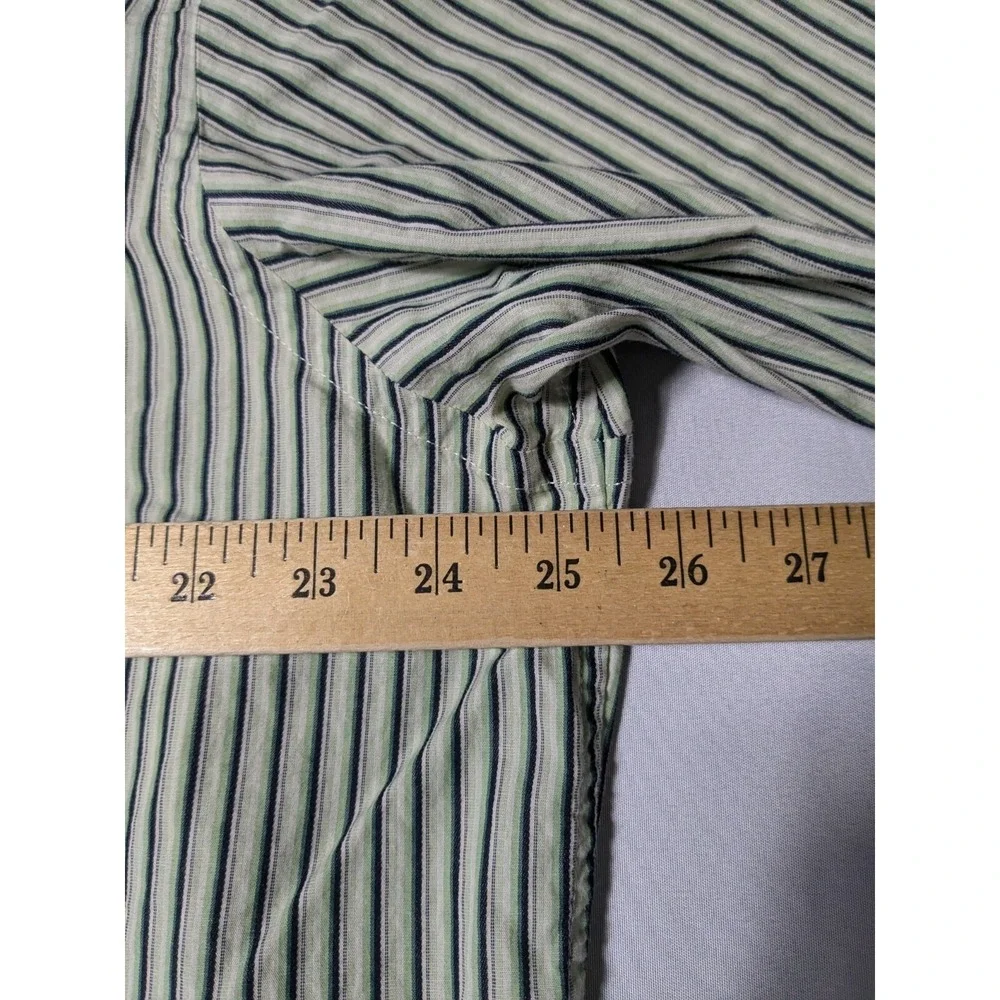 VTG BANANA REPUBLIC Men Size‎ XL Green Striped Cotton Button-Up Shirt